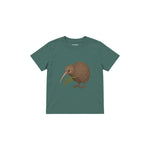 Kiwi bird with a small fern Çocuk Tişört — Yeşil — ön görünüm