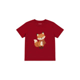 Fox in a rust scarf Çocuk Tişört — Kırmızı — ön görünüm