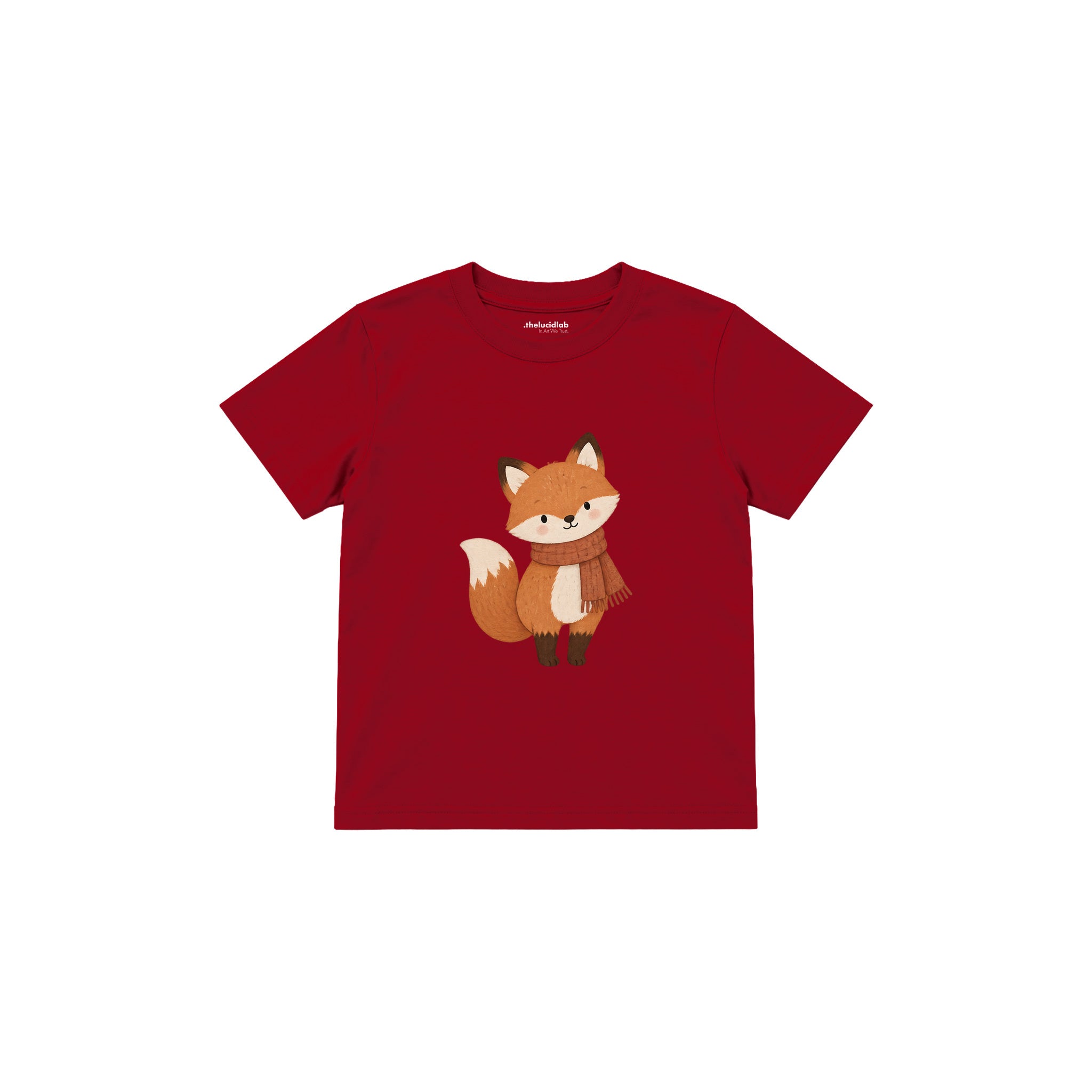 Fox in a rust scarf Çocuk Tişört — Kırmızı — ön görünüm