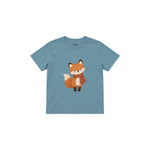 Fox in a rust scarf Çocuk Tişört — Çelik Mavi — ön görünüm