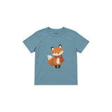 Fox in a rust scarf Çocuk Tişört — Çelik Mavi — ön görünüm