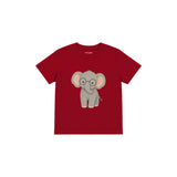 Elephant wearing soft round glasses Çocuk Tişört — Kırmızı — ön görünüm