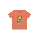 Lion in sage dungarees Çocuk Tişört — Somon — ön görünüm