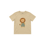 Lion in sage dungarees Çocuk Tişört — Krem — ön görünüm