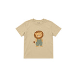 Lion in sage dungarees Çocuk Tişört — Krem — ön görünüm