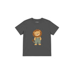 Lion in sage dungarees Çocuk Tişört — Antrasit — ön görünüm