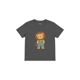 Lion in sage dungarees Çocuk Tişört — Antrasit — ön görünüm
