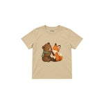 Bear and fox sharing one berry Çocuk Tişört — Krem — ön görünüm