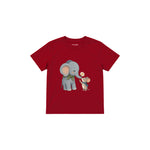 Elephant and mouse exchanging a flower Çocuk Tişört — Kırmızı — ön görünüm