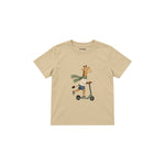Giraffe on a kick scooter with a scarf Çocuk Tişört — Krem — ön görünüm