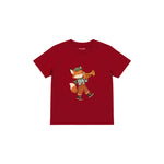 Fox playing a trumpet Çocuk Tişört — Kırmızı — ön görünüm