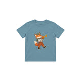 Fox playing a trumpet Çocuk Tişört — Çelik Mavi — ön görünüm