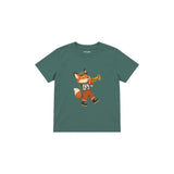 Fox playing a trumpet Çocuk Tişört — Yeşil — ön görünüm
