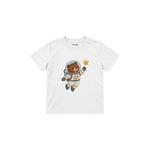 Bear astronaut floating with one star Çocuk Tişört — Beyaz — ön görünüm