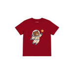 Bear astronaut floating with one star Çocuk Tişört — Kırmızı — ön görünüm