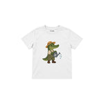 Crocodile gardener with a watering can Çocuk Tişört — Beyaz — ön görünüm