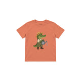 Crocodile gardener with a watering can Çocuk Tişört — Somon — ön görünüm
