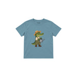 Crocodile gardener with a watering can Çocuk Tişört — Çelik Mavi — ön görünüm