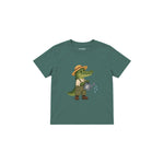 Crocodile gardener with a watering can Çocuk Tişört — Yeşil — ön görünüm