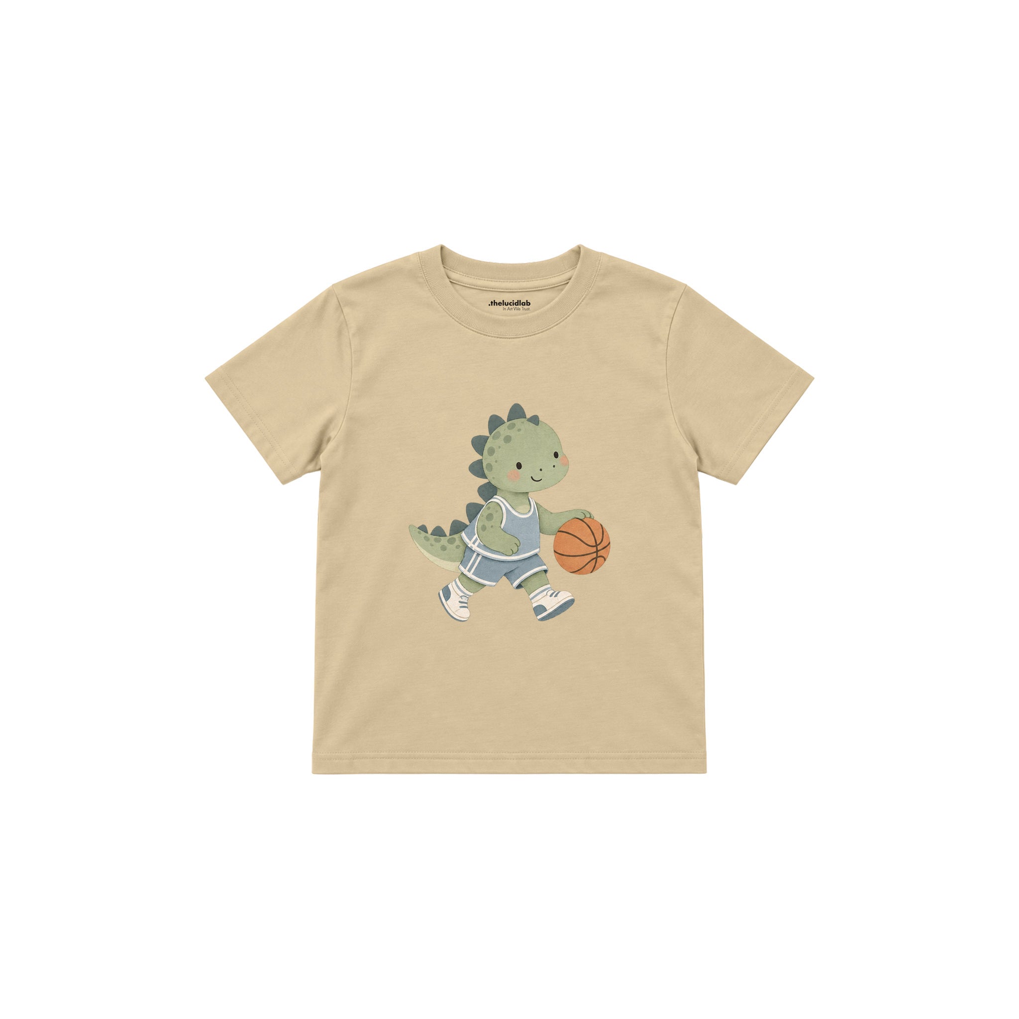 Dinosaur playing basketball Çocuk Tişört — Krem — ön görünüm