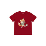 Fox kicking a football Çocuk Tişört — Kırmızı — ön görünüm