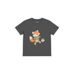 Fox kicking a football Çocuk Tişört — Antrasit — ön görünüm