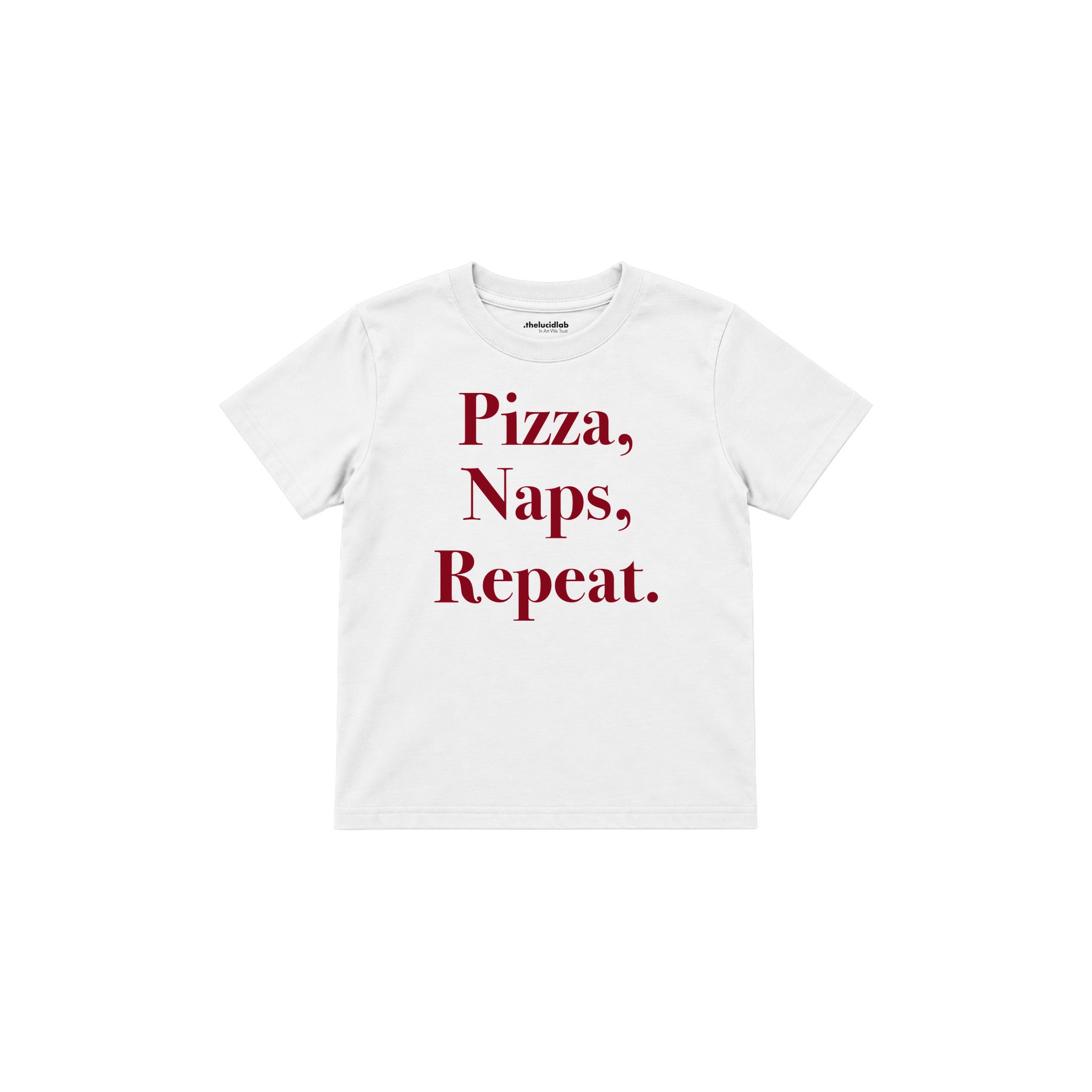 Pizza Naps Repeat Çocuk Tişört — Beyaz — ön görünüm