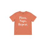 Pizza Naps Repeat Çocuk Tişört — Somon — ön görünüm