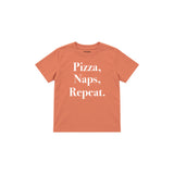 Pizza Naps Repeat Çocuk Tişört — Somon — ön görünüm