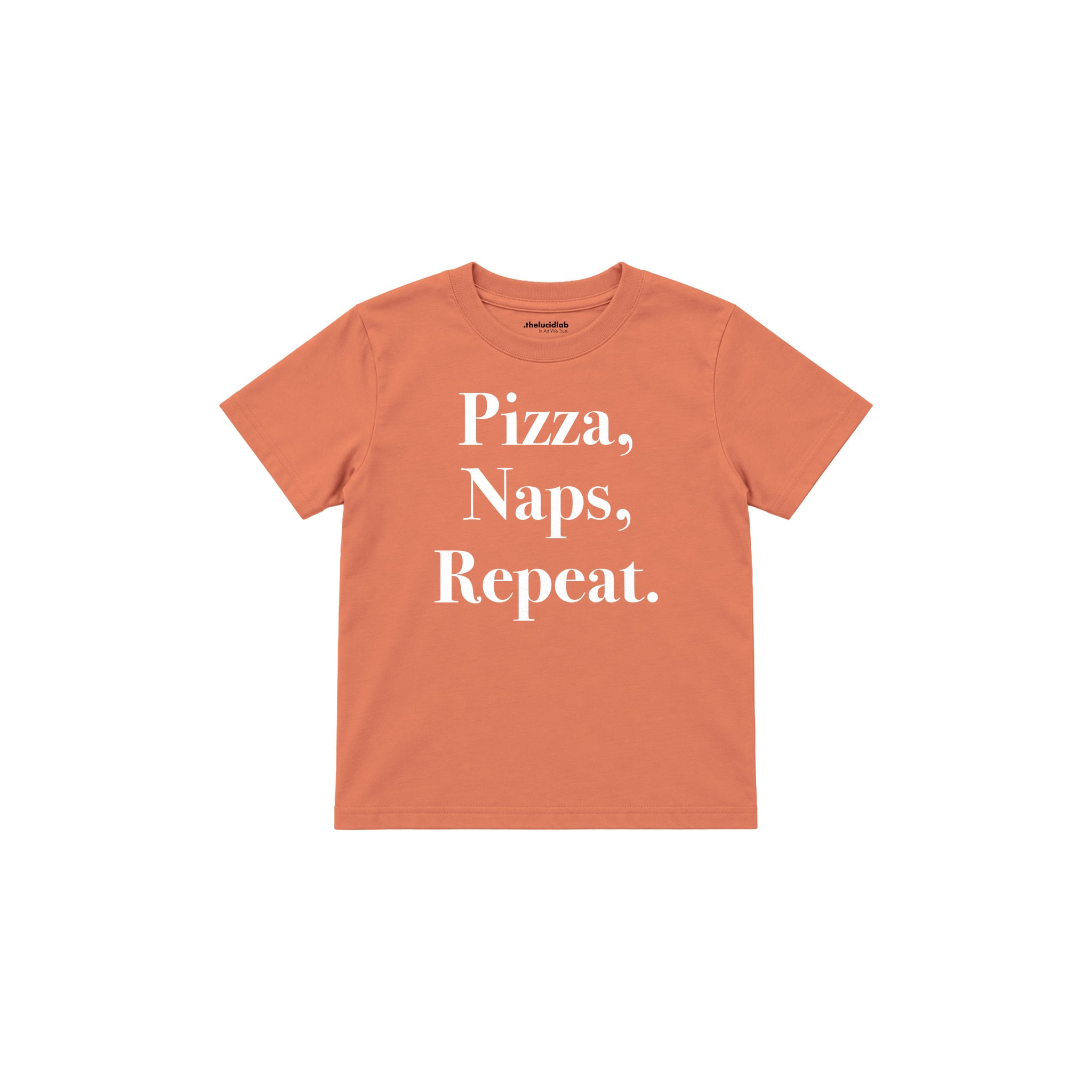Pizza Naps Repeat Çocuk Tişört — Somon — ön görünüm