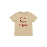 Pizza Naps Repeat Çocuk Tişört — Krem — ön görünüm