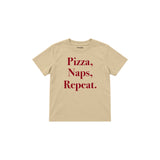 Pizza Naps Repeat Çocuk Tişört — Krem — ön görünüm