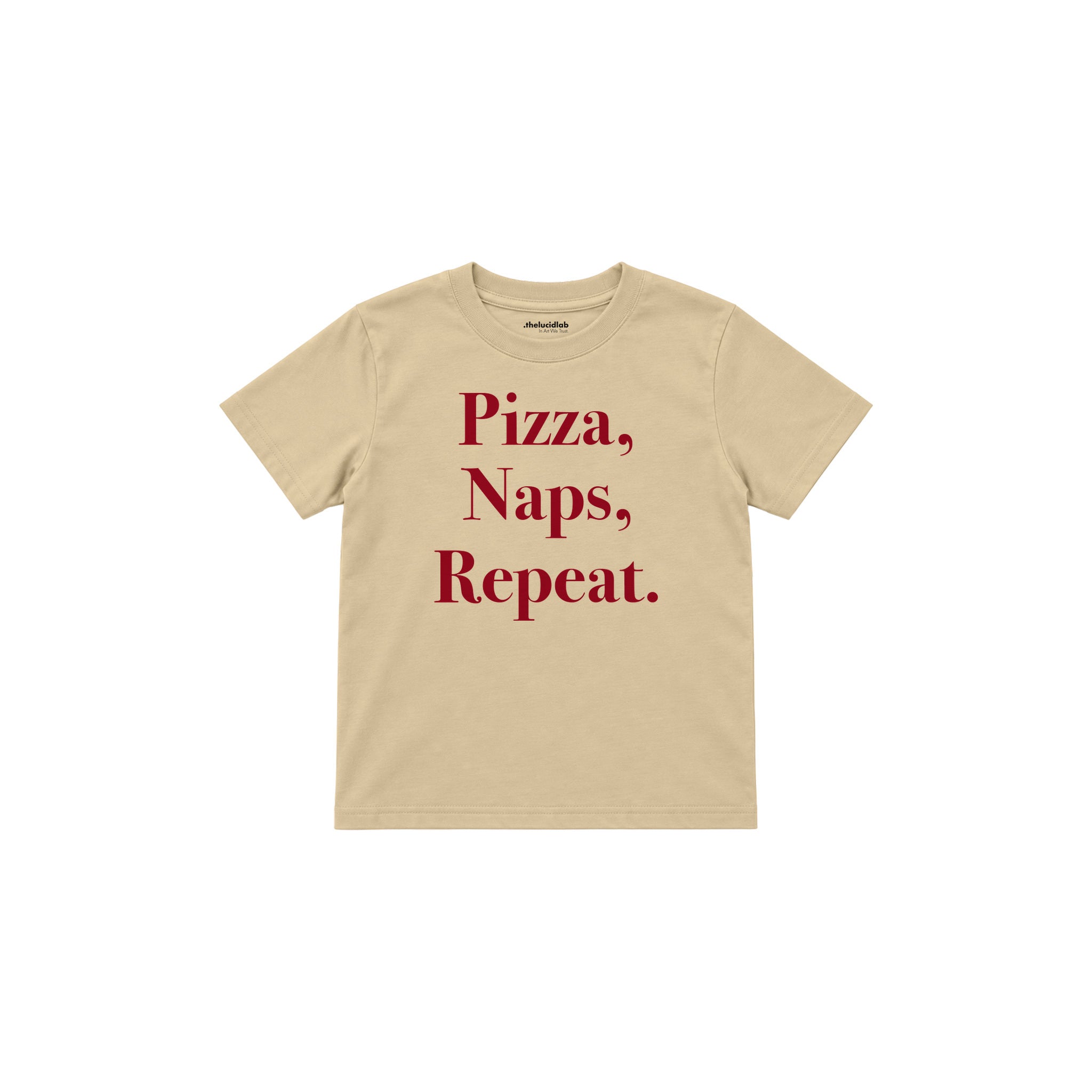 Pizza Naps Repeat Çocuk Tişört — Krem — ön görünüm