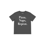 Pizza Naps Repeat Çocuk Tişört — Antrasit — ön görünüm