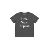 Pizza Naps Repeat Çocuk Tişört — Antrasit — ön görünüm