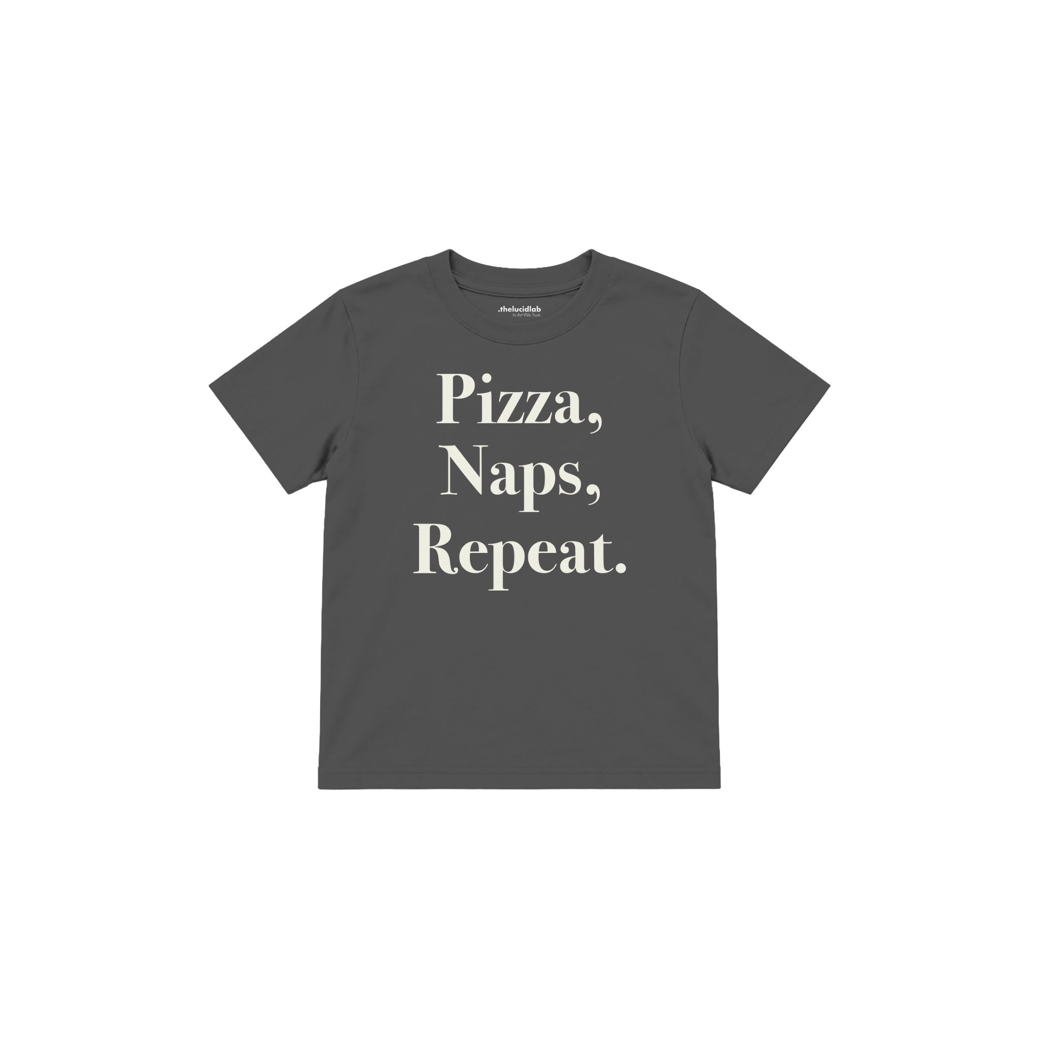 Pizza Naps Repeat Çocuk Tişört — Antrasit — ön görünüm