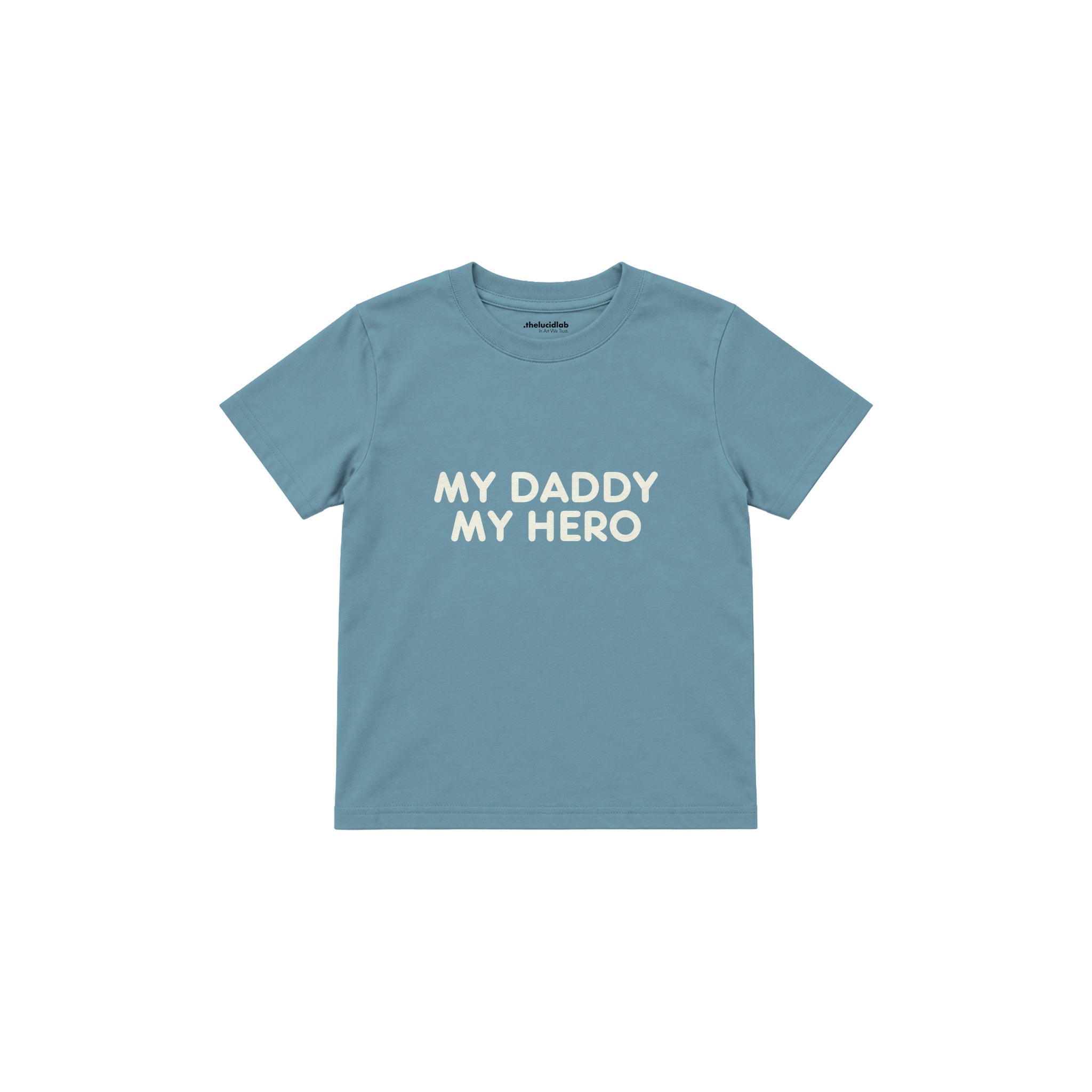 MY DADDY MY HERO Çocuk Tişört — Çelik Mavi — ön görünüm