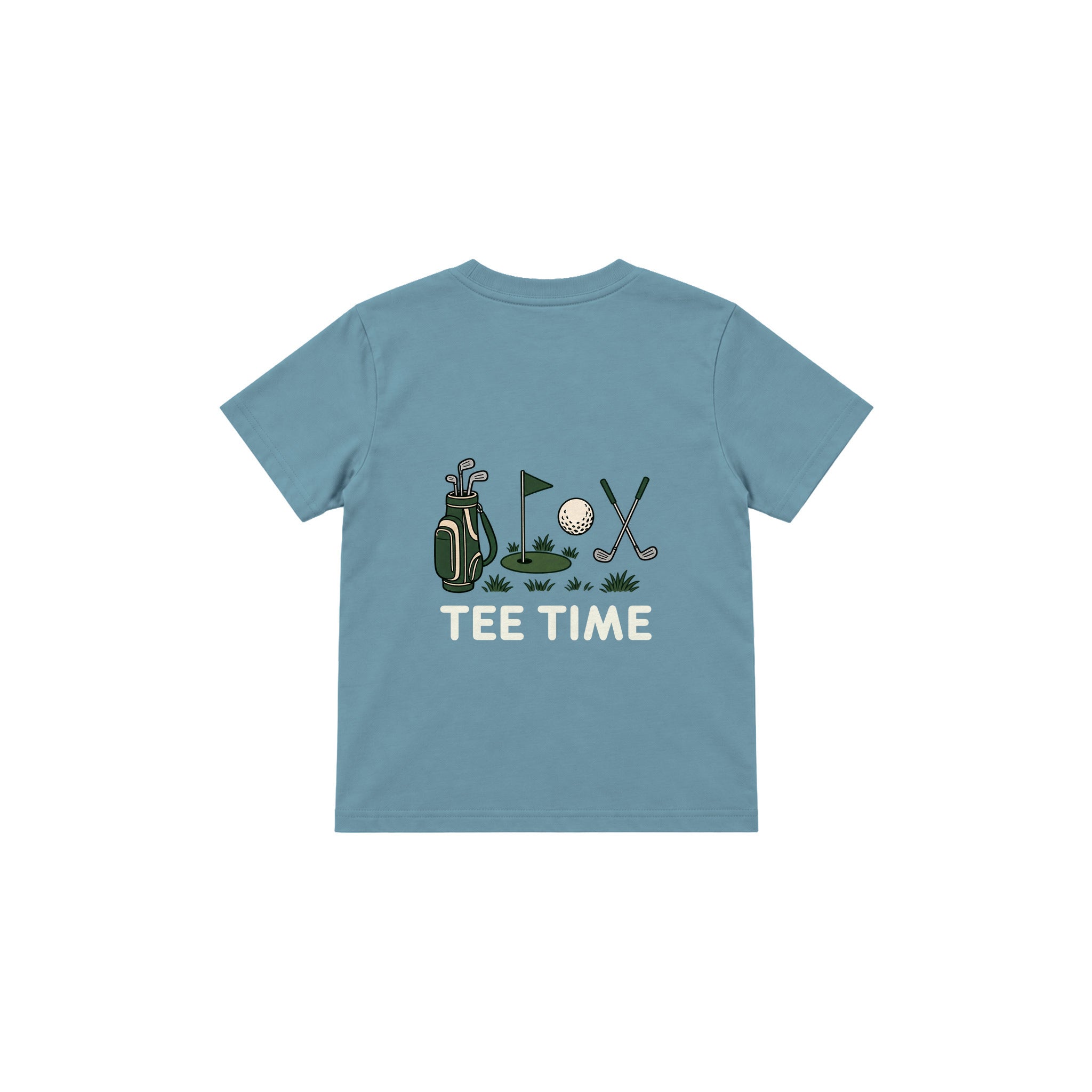 Tee Time Çocuk Tişört — Çelik Mavi — arka görünüm