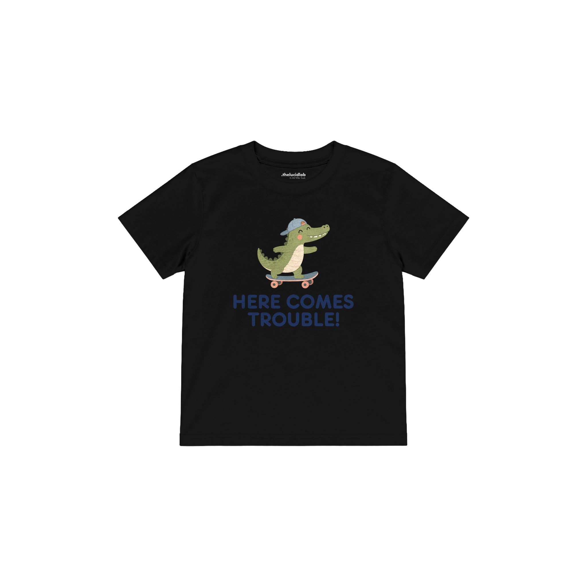 Skater Crocodile Çocuk Tişört — Siyah — ön görünüm