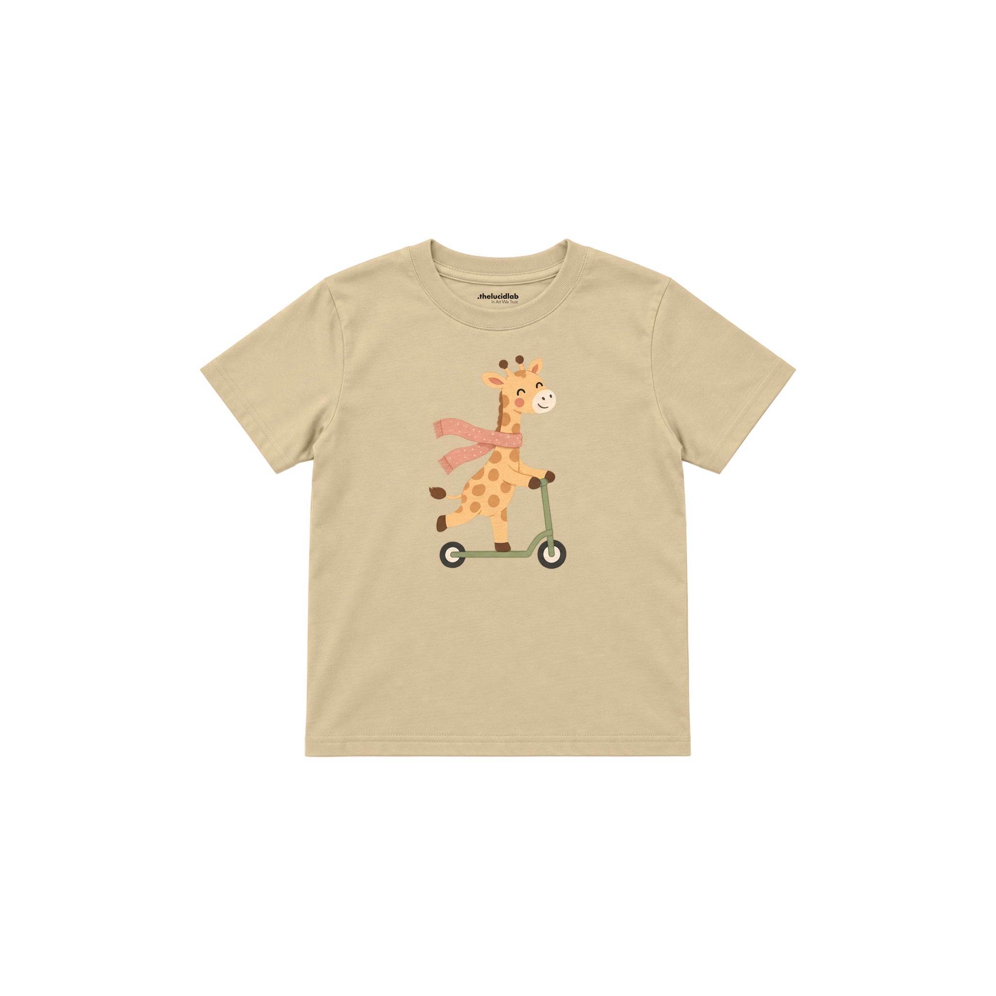 Scooter Giraffe Çocuk Tişört — Krem — ön görünüm