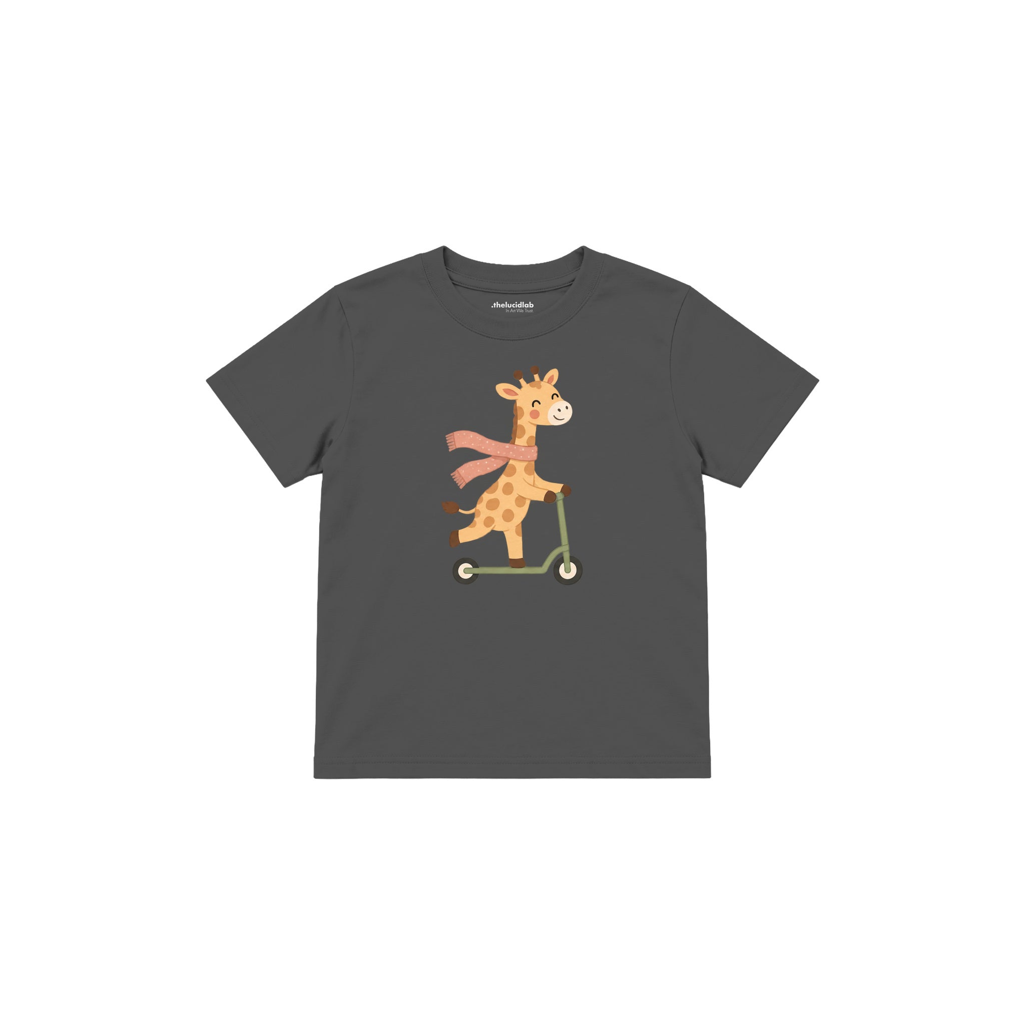 Scooter Giraffe Çocuk Tişört — Antrasit — ön görünüm