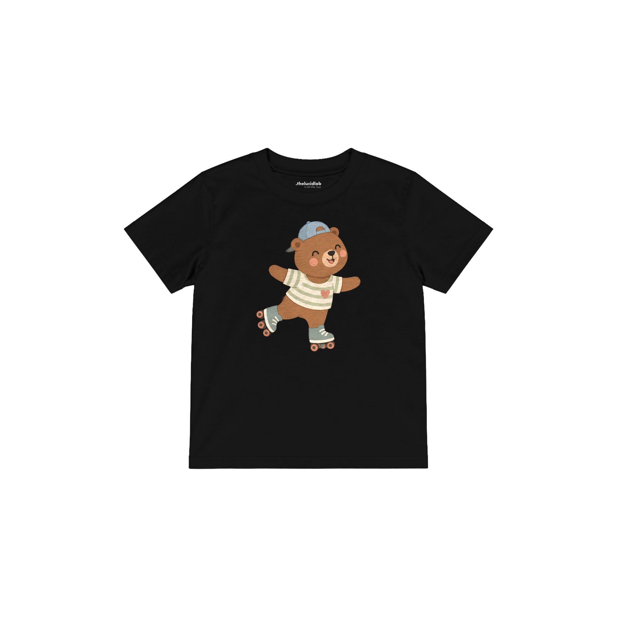 Roller Bear Çocuk Tişört — Siyah — ön görünüm
