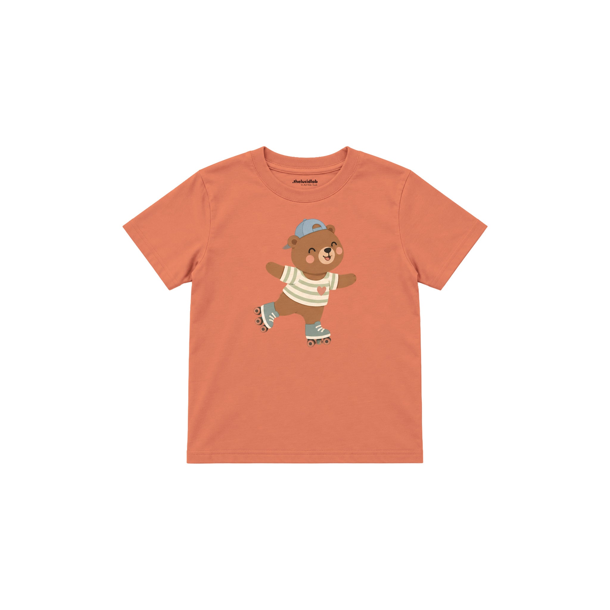 Roller Bear Çocuk Tişört — Somon — ön görünüm