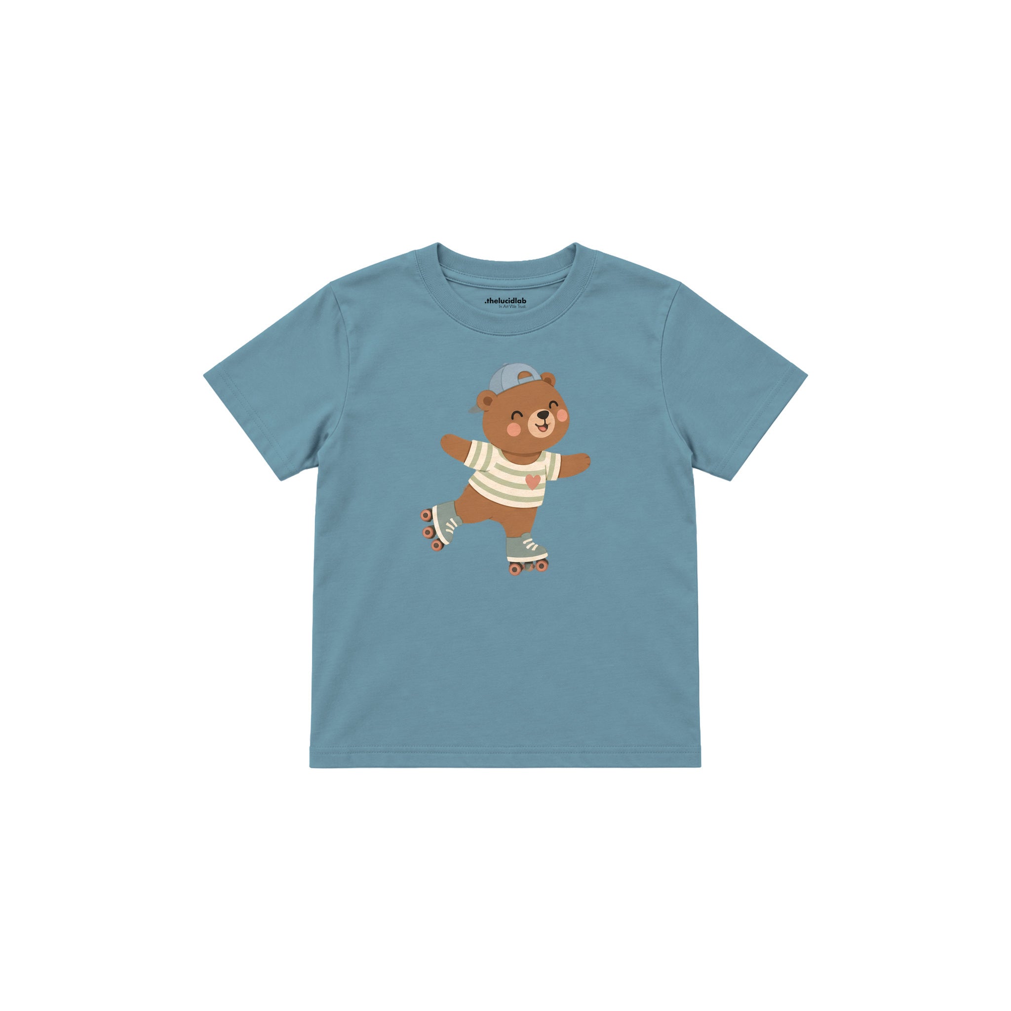 Roller Bear Çocuk Tişört — Çelik Mavi — ön görünüm