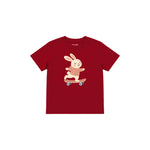Skater Bunny Çocuk Tişört — Kırmızı — ön görünüm