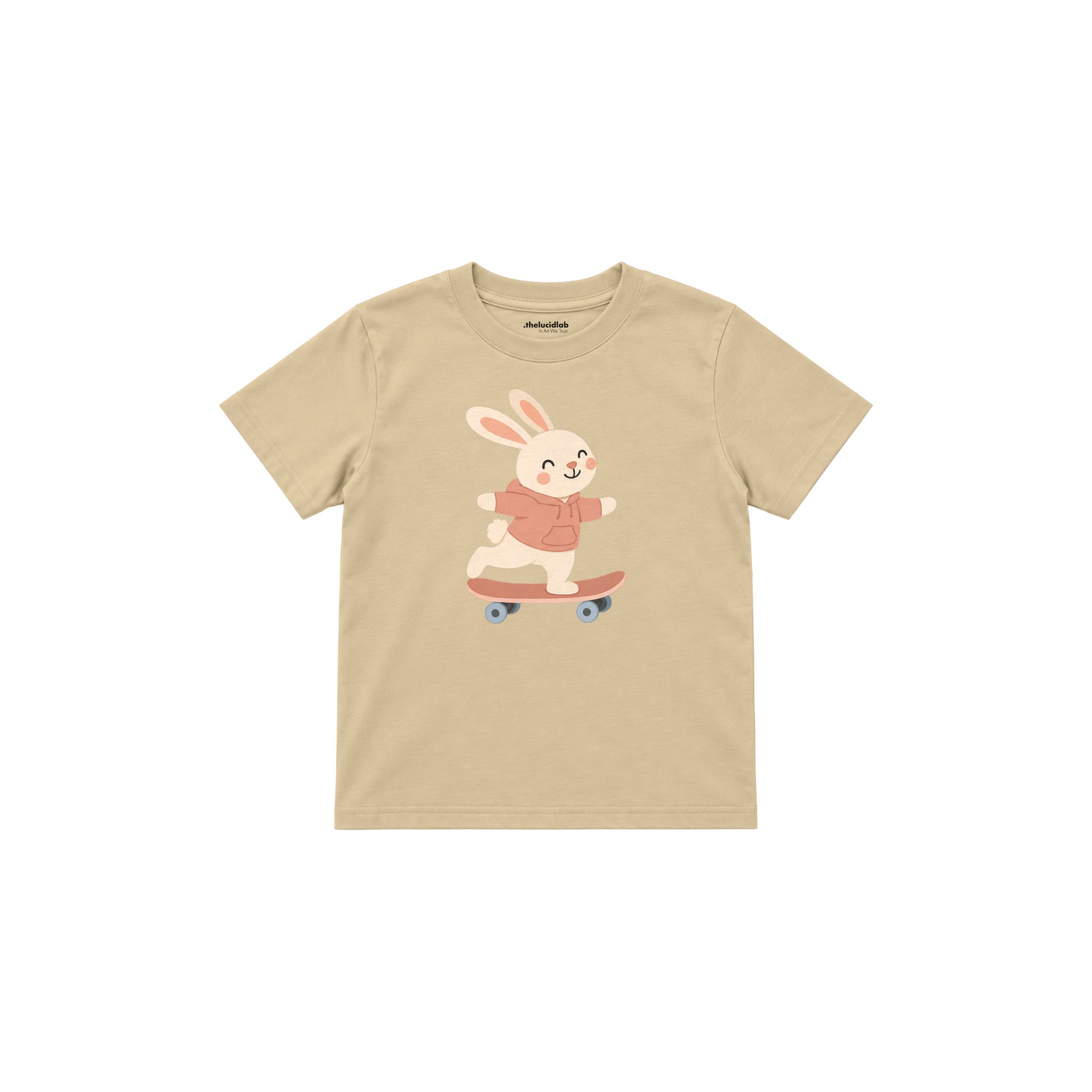 Skater Bunny Çocuk Tişört — Krem — ön görünüm