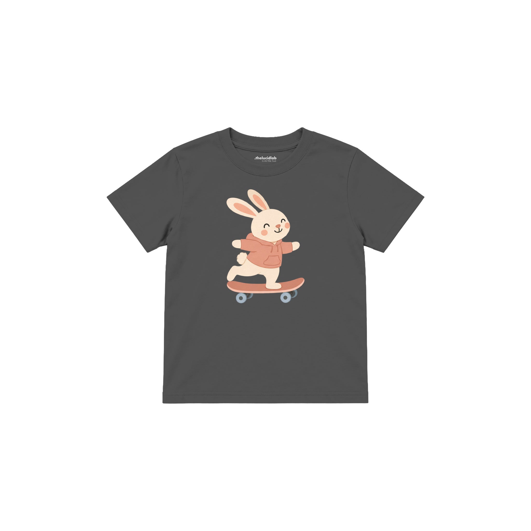 Skater Bunny Çocuk Tişört — Antrasit — ön görünüm