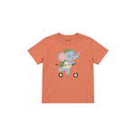 Scooter Elephant Çocuk Tişört — Somon — ön görünüm