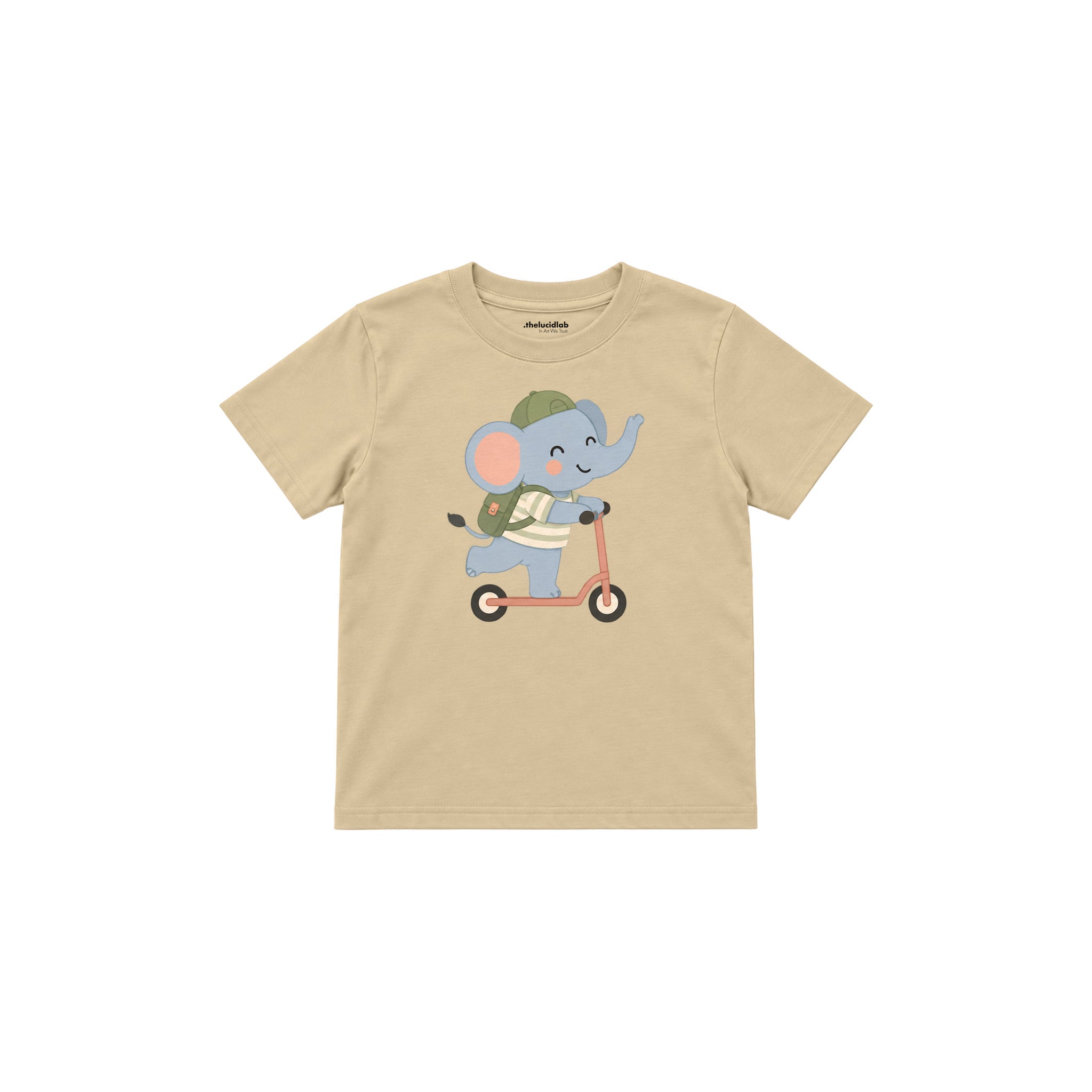 Scooter Elephant Çocuk Tişört — Krem — ön görünüm