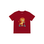 Little Scooter Lion Çocuk Tişört — Kırmızı — ön görünüm